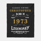 50th誕生日1973名前を追加レジェンダリーブラック金ゴールド フリースブランケット (正面)