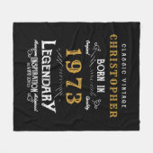 50th誕生日1973名前を追加レジェンダリーブラック金ゴールド フリースブランケット (正面(横))