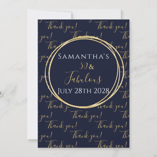 50th誕生日50と素晴らしい海軍ありがとう サンキューカード (正面)