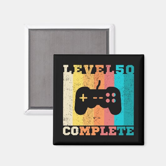 50th誕生日/記念日レベル50完了 マグネット (正面/裏面)