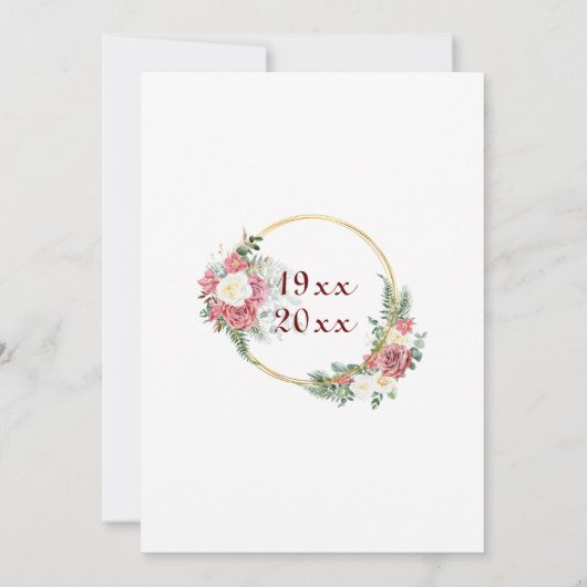 50th金ゴールド結婚の記念日バラ金ゴールドフレーム 招待状 (裏面)