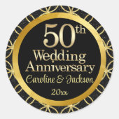 50th金ゴールド結婚の記念金ゴールド文字ステッカー ラウンドシール (正面)