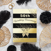 50th金ゴールド結婚ズ記念ブラックシックエレガント 箔招待状