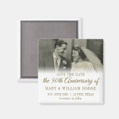 50th金ゴールド結婚記念日の写真Save The Date マグネット (正面/裏面)