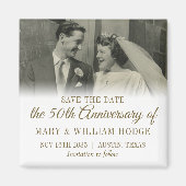 50th金ゴールド結婚記念日の写真Save The Date マグネット (正面)