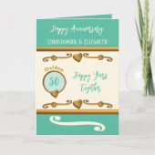 50th金ゴールド記念日の名前の追加海緑 カード (正面)