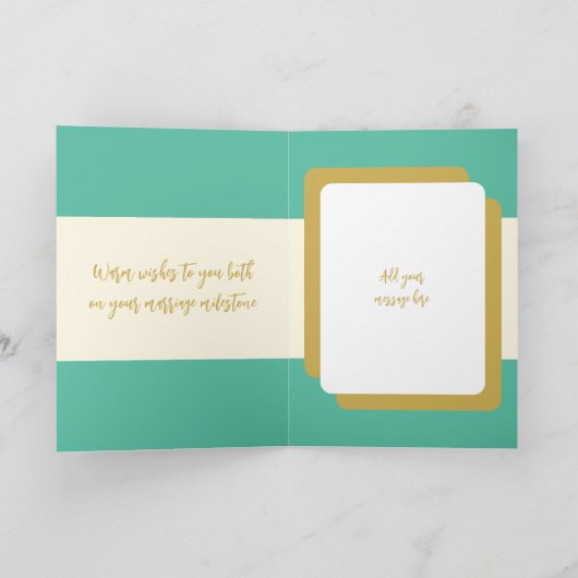 50th金ゴールド記念日の名前の追加海緑 カード (内部)