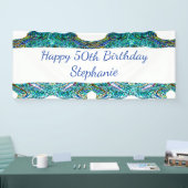 50th50ハッピーバースデーパーティーブルー抽象芸術2024 横断幕 (トレードショー)