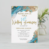 50th カスタム W周年記念ティール（緑がかった色）と金ゴールド抽象芸術 箔シーズンカード (立ち正面)