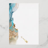 50th カスタム W周年記念ティール（緑がかった色）と金ゴールド抽象芸術 箔シーズンカード (裏面)