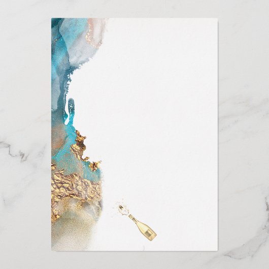 50th カスタム W周年記念ティール（緑がかった色）と金ゴールド抽象芸術 箔シーズンカード (裏面)