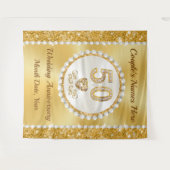 50th、ゴールデンズ結婚アニバーサリー背景、5サイズ タペストリー (正面(横))