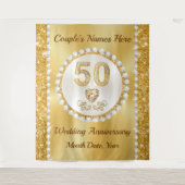 50th、ゴールデンズ結婚アニバーサリー背景、5サイズ タペストリー (正面)