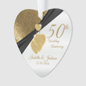 50th 💞ゴールデン結婚記念日記念品デザイン オーナメント (正面)