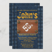 50th，バースデーパーティーマン，招待状デニムスタイル 招待状 (正面/裏面)