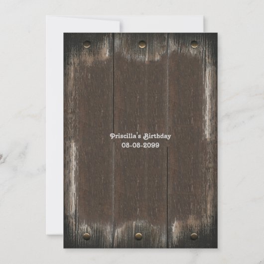 50th,誕生日パーティーの女性,任意の年齢,木材,素朴 招待状 (裏面)