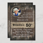 50th，誕生日パーティーの女性，任意の年齢，木材，素朴 招待状 (正面/裏面)