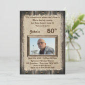 50th,誕生日パーティーマン,年齢,木材,素朴 招待状 (スタンド正面)