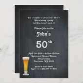 50th,誕生日マン，パーティーマン，任意の年齢，黒板 招待状 (正面/裏面)