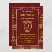 50th、誕生日招待人50th、ギャツビースタイル 招待状 (正面/裏面)