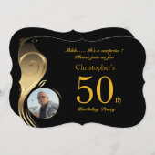 50th,誕生日招待状マン任意の年齢,写真,形状 招待状 (正面/裏面)