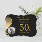 50th,誕生日招待状マン任意の年齢,写真,形状 招待状 (スタンド正面)