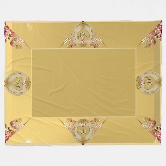 50th/1stゴールデンオークルフリースブランケット フリースブランケット (正面(横))