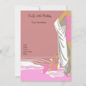 50th 50 Birthday PartyレトロDiva Pink Art deco 招待状 (裏面)