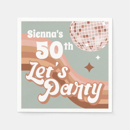 50th 70sディスコパーティー スタンダードカクテルナプキン (正面)