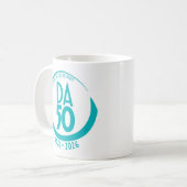 50th Anniversary 1976-2026 Mug in Teal コーヒーマグカップ (正面左)