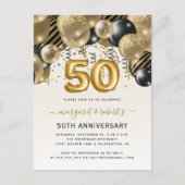 50th Anniversary Black Gold Balloon Arch Party ポストカード (正面)