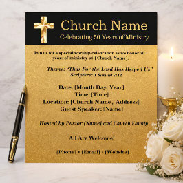 50th Anniversary Black Gold Church Invitation チラシ