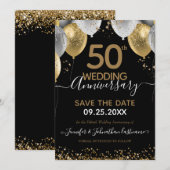 50th Anniversary Black Gold Save the Date  招待状 (正面/裏面)