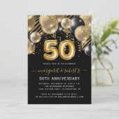 50th Anniversary Gold Black Balloon Arch Party 招待状 (スタンド正面)