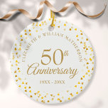 50th Anniversary Gold Hearts セラミックオーナメント<br><div class="desc">Designed to coordinate with our 50th Anniversary Gold Hearts collection. Featuring delicate gold hearts. Personalise with your special fifty years golden anniversary information in chic gold lettering. Designed by Thisisnotme©</div>