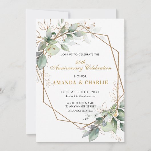 50th Anniversary Greenery Wedding 招待状 (正面)