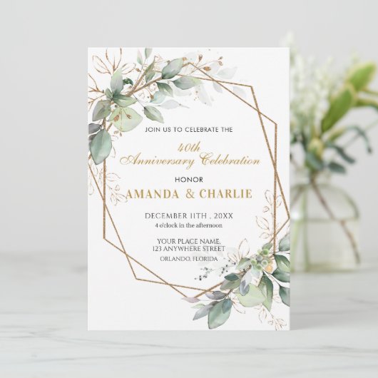 50th Anniversary Greenery Wedding 招待状 (スタンド正面)