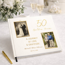 50th Anniversary Guest Book -アイボリー&金ゴールド ゲストブック