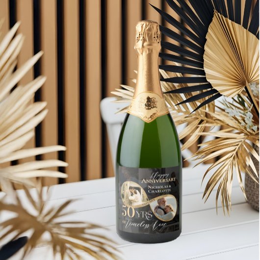 50th Anniversary Infinity Then & Now Photo Collage スパークリングワインラベル