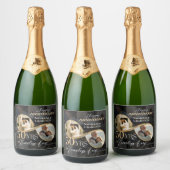 50th Anniversary Infinity Then & Now Photo Collage スパークリングワインラベル (ボトル)