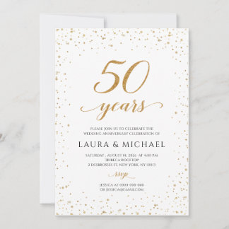 50th Anniversary Invitation, Gold Wedding Invites 招待状