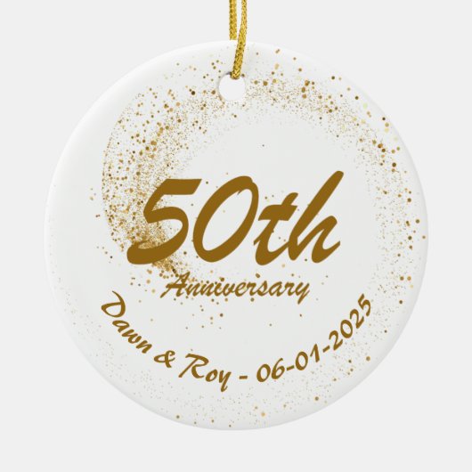 50th Anniversary Ornament Metal ,Personalized Gold セラミックオーナメント (正面)