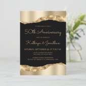 50th Anniversary Party Black Gold Mirror Foil  招待状 (スタンド正面)