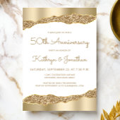 50th Anniversary Party Gold Foil Glitter  招待状