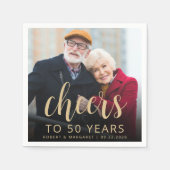 50th Anniversary Party Photo Cheers Gold Script スタンダードカクテルナプキン (正面)