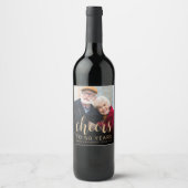 50th Anniversary Party Photo Cheers Gold Script ワインラベル (正面)