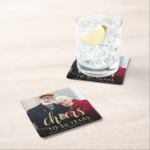 50th Anniversary Party Photo Gold Cheers スクエアペーパーコースター (インサイチュ)