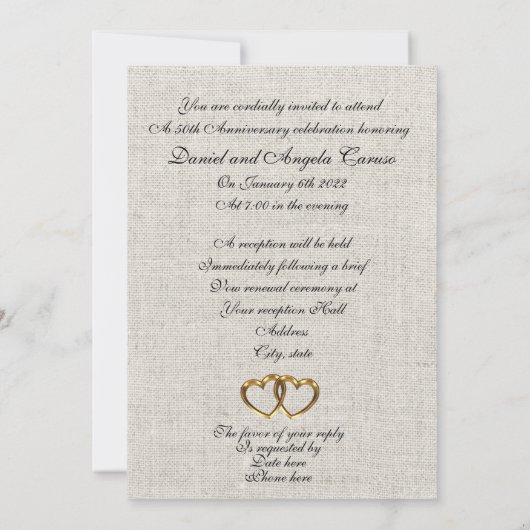 50th Anniversary vow renewal Invitation 招待状 (裏面)