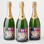 50th/Any Year Birthday Partyワインきらめくボトル スパークリングワインラベル<br><div class="desc">完全にカスタマイズ素晴らし可能 – 任意のマイルストーンの誕生日！番号と名前は大事な行事に合わせて変更可能！</div>