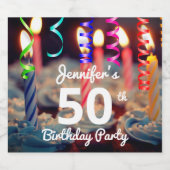 50th/Any Year Birthday Partyワインきらめくボトル スパークリングワインラベル (シングルラベル)